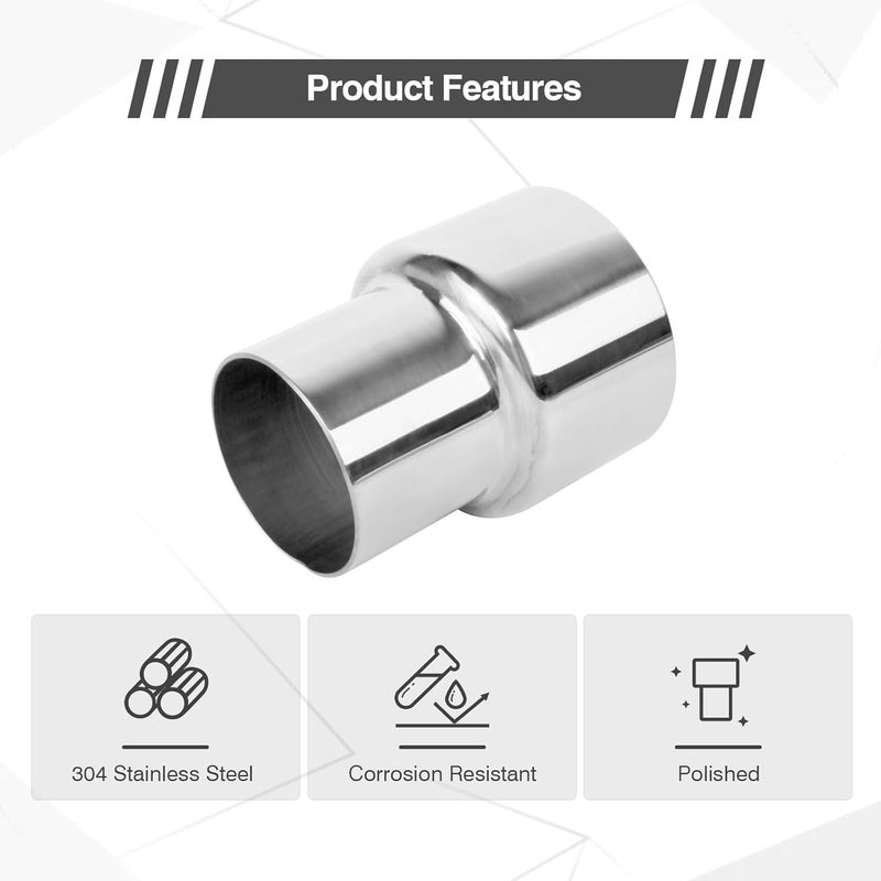 GESEXI Exhaust Adapter Connector 2.25"ID to 3"ID，Exhaust Adapter Total Length 4 "Stainless Steel Polished. - Image 3